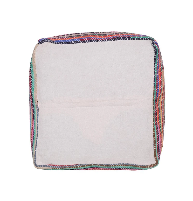 Cotton Cube Striped Pouf Ottoman for Living Room and Bedroom