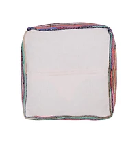 Cotton Cube Striped Pouf Ottoman for Living Room and Bedroom