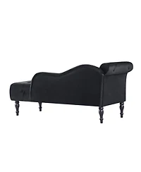 60 Inch Velvet Tufted Chaise Lounge with Nailhead Trim Solid Wood Legs and Pillow for Living Room Bedroom Reading or Relaxing-The Pop Home