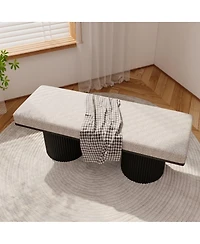 Upholstered Bed End Bench with Chunky Round Legs Modern Boucle Fabric Accent for Bedroom Living Room Entryway Footrest Seating-The Pop Home