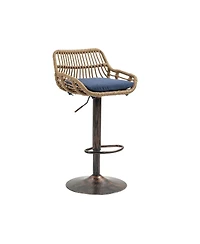 Set of 2 Modern Adjustable Swivel Bar Stools with Woven Back, Cushioned Seat, Counter Height Footrest for Kitchen-The Pop Home