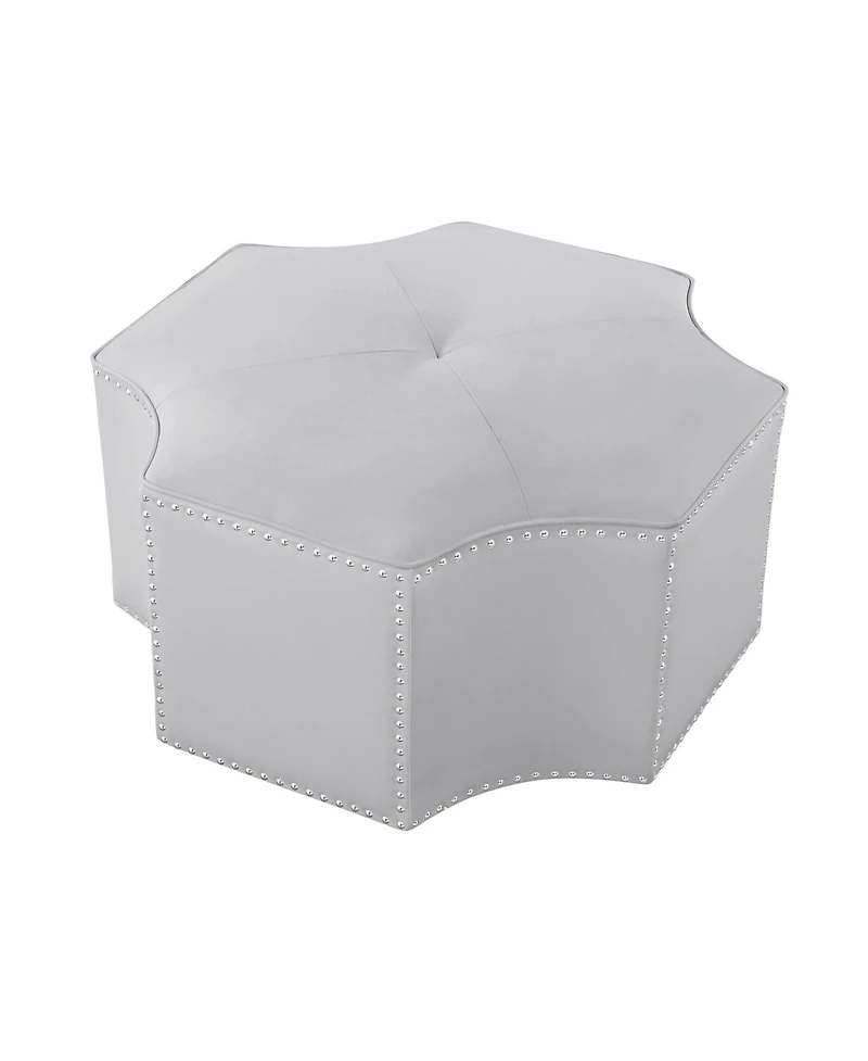 Tufted Faux Leather Octagonal Cocktail Ottoman for Stylish Living Room Seating