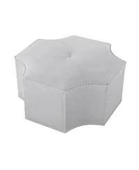 Tufted Faux Leather Octagonal Cocktail Ottoman for Stylish Living Room Seating