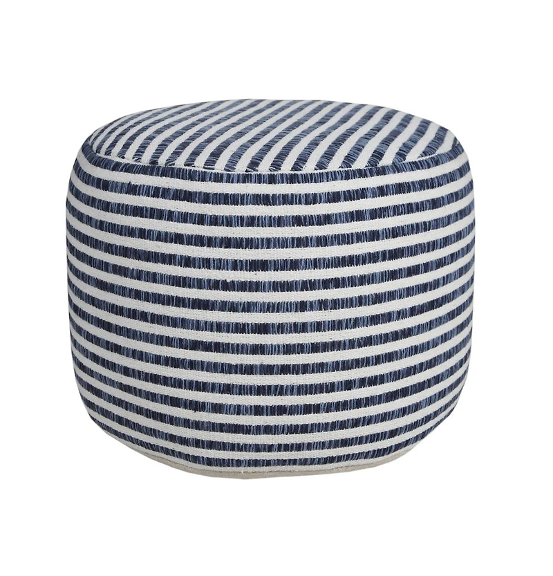 18" Blue 100% Cotton Ottoman