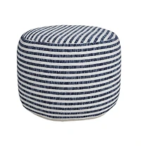 18" Blue 100% Cotton Ottoman