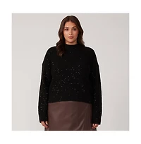 Estelle Night Sparkle Black Metallic Crew Neck Sweater Knit