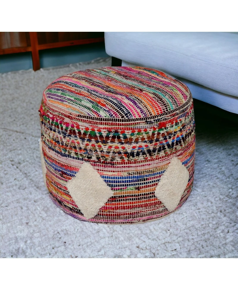 Cotton Blend Ottoman for Living Room Bedroom Seating and Home Decor