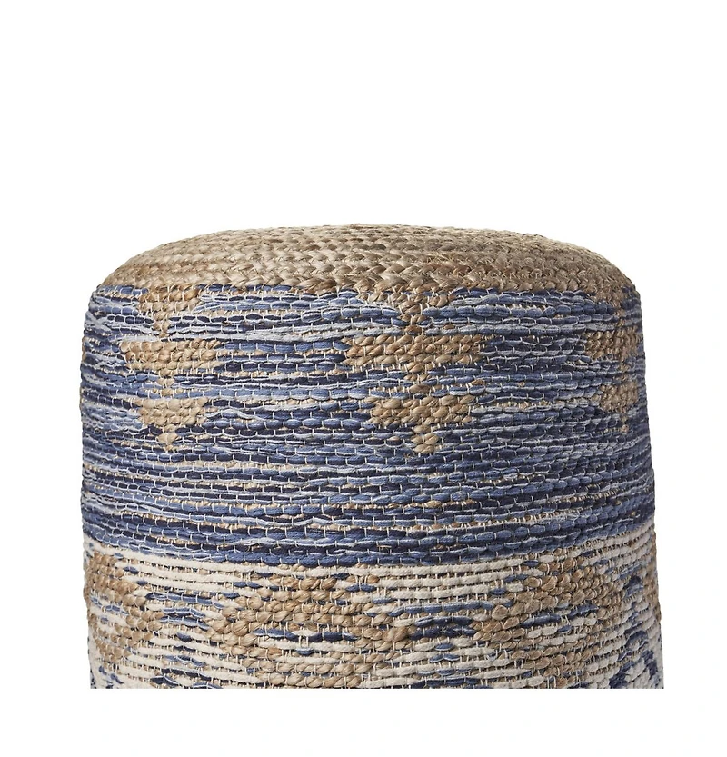 Woven Jute Ottoman for Extra Seating and Rustic Living Room Accent