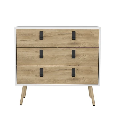 Wooden Three Drawer Dresser for Clothes and Bedroom Storage