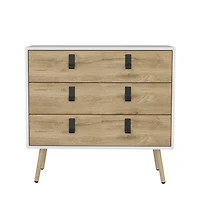 Wooden Three Drawer Dresser for Clothes and Bedroom Storage