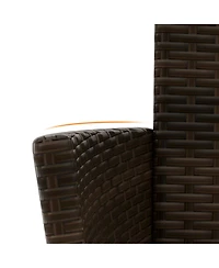 4 Piece Patio Rattan Conversation Set with Cozy Seat Cushions-Beige