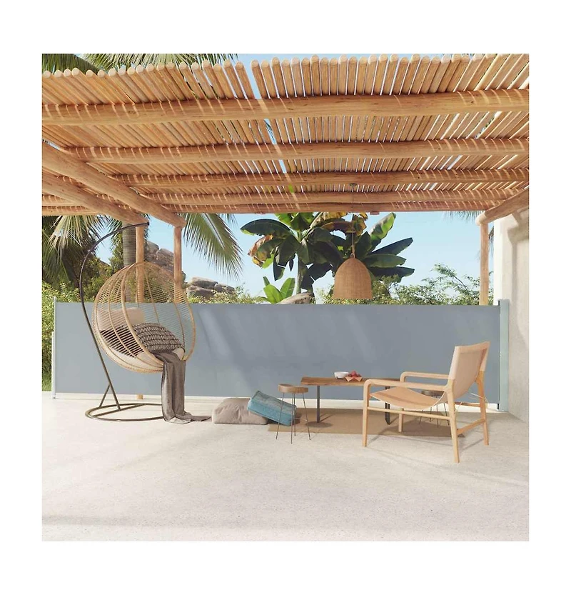 Patio Retractable Side Awning 46.1"x236.2" Gray