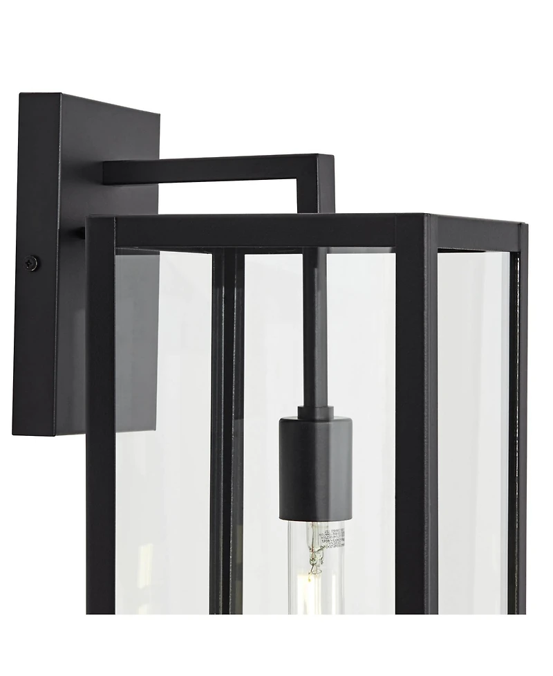 John Timberland Titan Modern Outdoor Wall Light Fixtures Set of 2 Mystic Black Rectangular Frame 20" Clear Glass for Post Exterior Barn