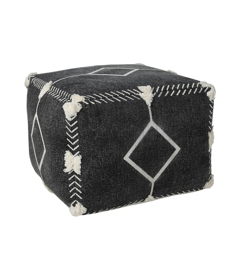 18" Black 100% Cotton Ottoman