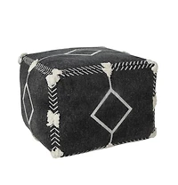 18" Black 100% Cotton Ottoman