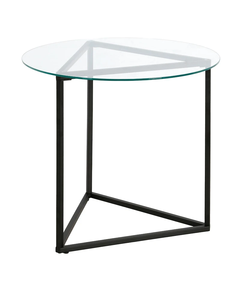 Modern Round End Table with Tempered Glass Top and Steel Frame
