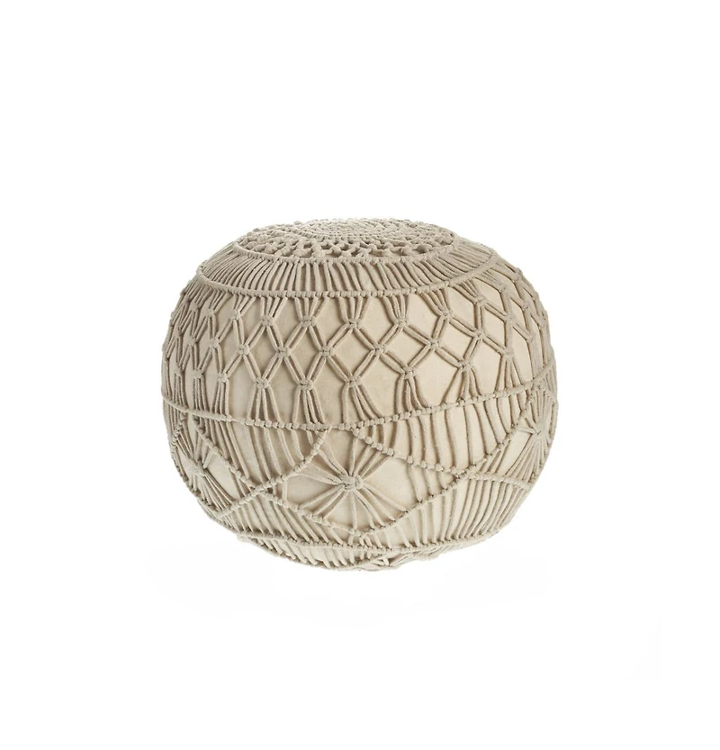 20" Cream 100% Cotton Ottoman