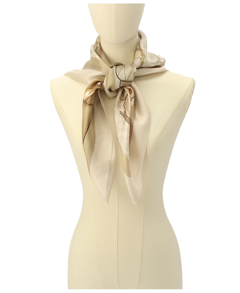 Coach Stacked Tabby Bags Print Silk Square Scarf