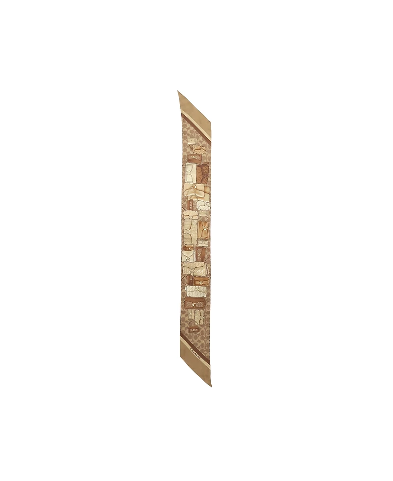 Coach Stacked Tabby Bags Print Silk Skinny Scarf
