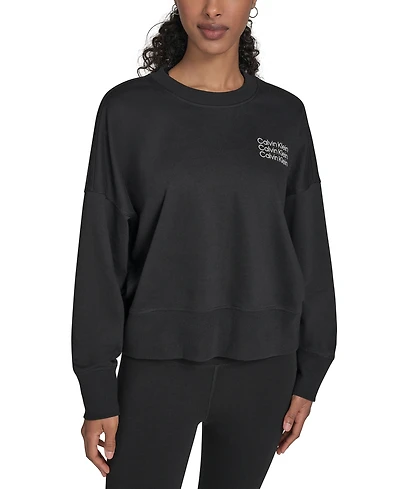 Calvin Klein Performance Women's Mini Triple Logo Pullover Sweatshirt