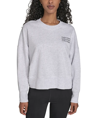 Calvin Klein Performance Women's Mini Triple Logo Pullover Sweatshirt