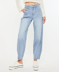 Kancan Women's Ultra High Rise Wide Tapered Fit Pull On Jeans