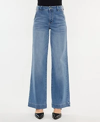 Kancan Women's High Rise Wide Leg Pull On Jeans