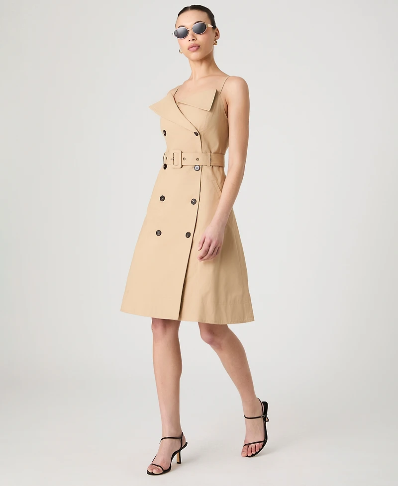 French Connection Women's Light Weight Cotton Belted Trench Fit & Flare Dress