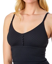 CeCe Women's La Vie A Mer Textured Button-Front Tankini Top