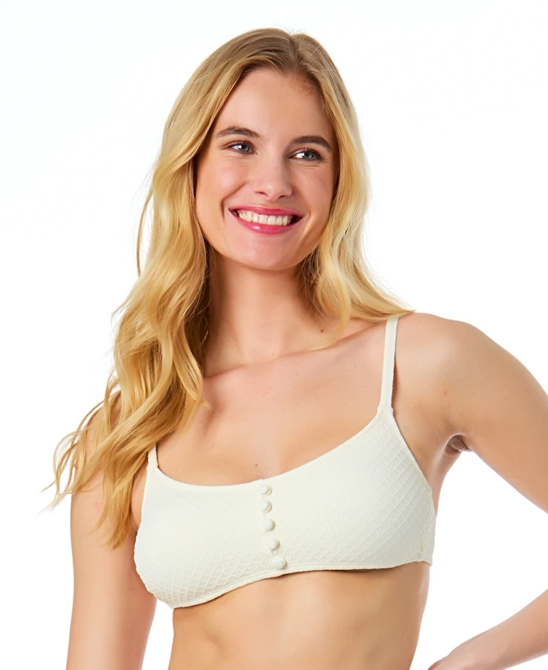 CeCe Women's La Vie A Mer Textured Button-Front Bikini Top