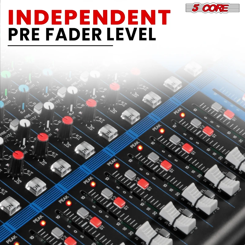 5 Core Audio Dj Mixer 20 Channel Sound Board Console w 24 Spx Effect 48V Phantom Power Mx 20CH Xu