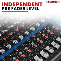 5 Core Audio Dj Mixer 20 Channel Sound Board Console w 24 Spx Effect 48V Phantom Power Mx 20CH Xu