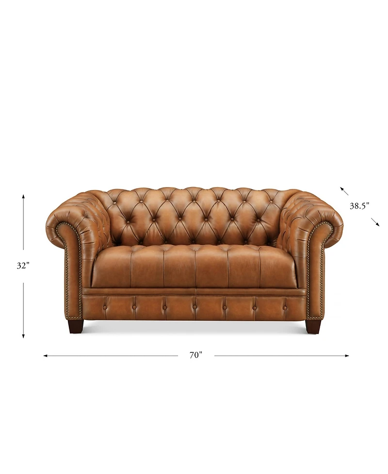 Hydeline York 70" Top Grain Leather Loveseat
