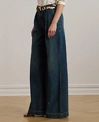 Lauren Ralph Women's High-Rise Pleated Wide-Leg Jeans
