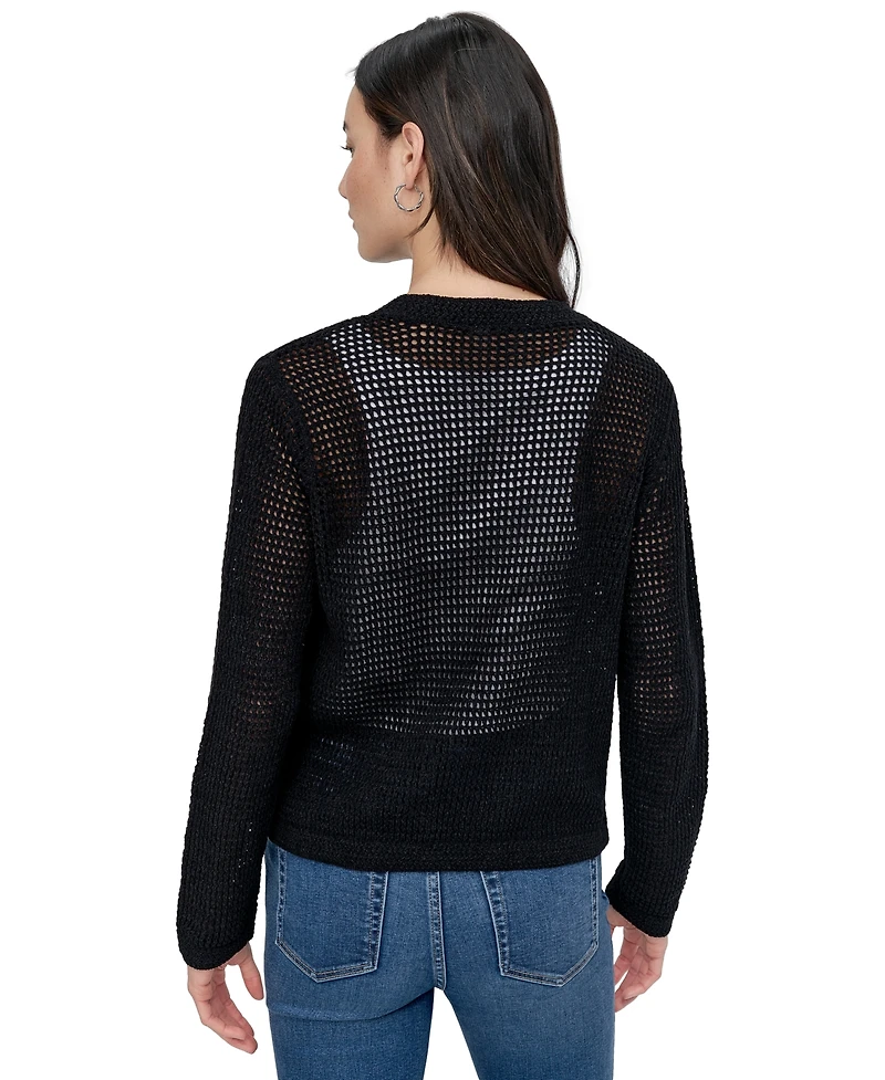 Dkny Jeans Women's Baby Chenille Open-Stitch Long-Sleeve Cardigan