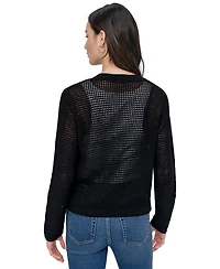 Dkny Jeans Women's Baby Chenille Open-Stitch Long-Sleeve Cardigan