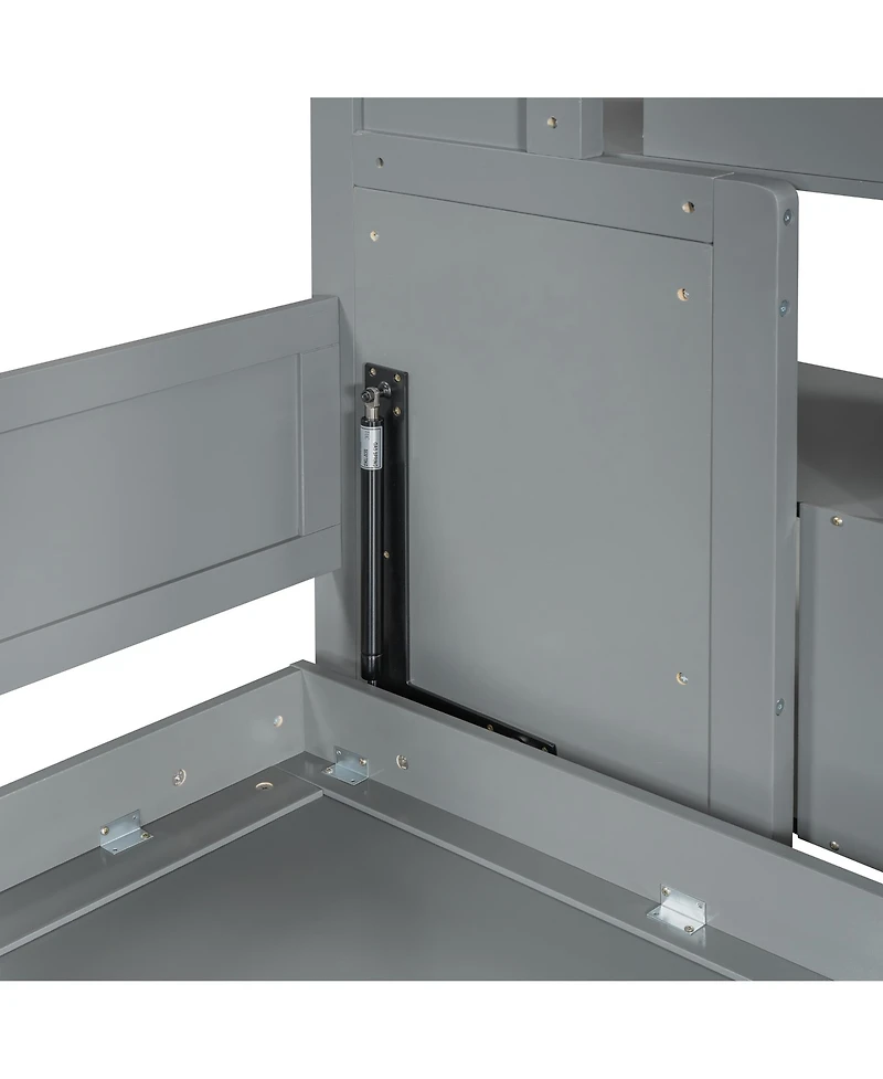 Full Over Full Size Murphy Bed with Hydraulic Lift & Desk Design