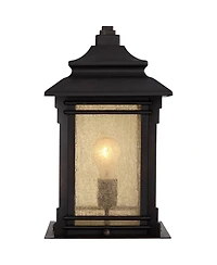 Franklin Iron Works Hickory Point Rustic Farmhouse Outdoor Pier Mount Lights Set of 2 Walnut Bronze 16 1/2" Frosted Cream Glass for Exterior Barn