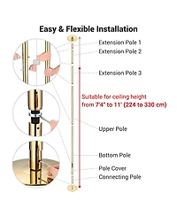 Yescom 11 Ft Gold Spinning Static Dancing Pole Kit w/ Extensions Fitness Dance Exercise