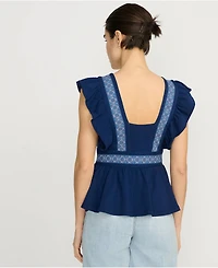 Lands' End Women's Lightweight Jersey Ruffle Peplum Top