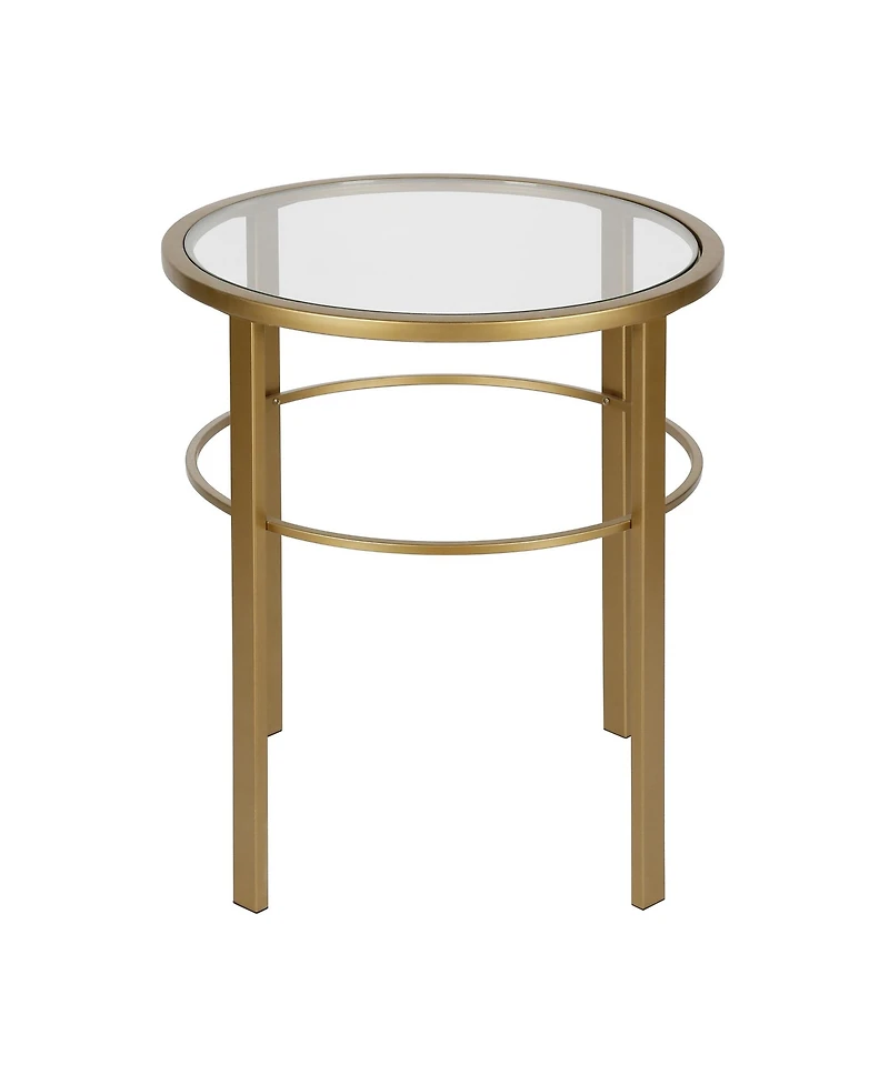 Glass Top Round End Table – Sturdy Steel Base for a Chic Industrial Look