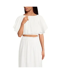 Lands' End Women's Cotton Gauze Dolman Sleeve Crop Cover Up Top