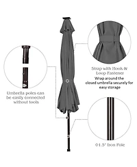 10 Feet Outdoor Patio Umbrella with Bright Solar Led Lights-Gray