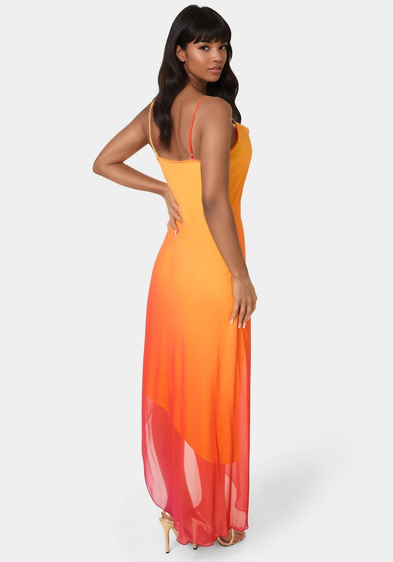 Bebe Women's Ombre Chiffon Cowl Dress