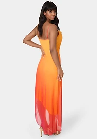 Bebe Women's Ombre Chiffon Cowl Dress