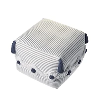 18" Grey 100% Cotton Ottoman