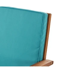 Outdoor Acacia Wood Sofa Set with Water Resistant Cushions, 4-Pcs Set