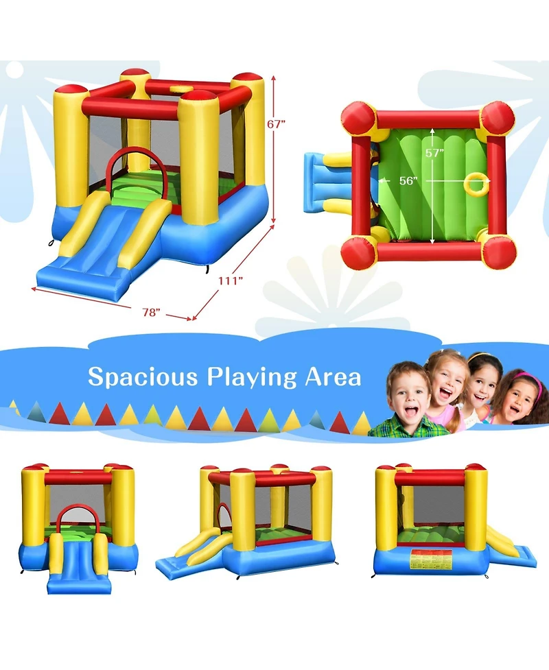 Kids Inflatable Bounce House with Slide and 480W blower