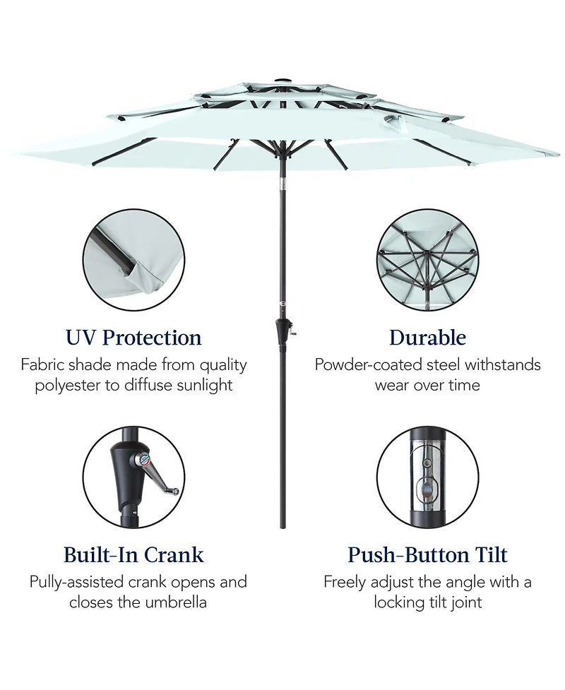 Best Choice Products 10ft 3-Tier Patio Umbrella, Market Sun Shade w/ Tilt Adjustment