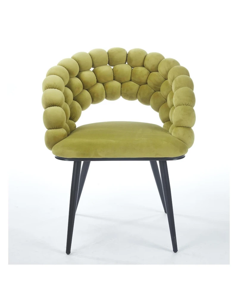 Streamdale Green Modern Chairs (Set of 2), Gold Legs
